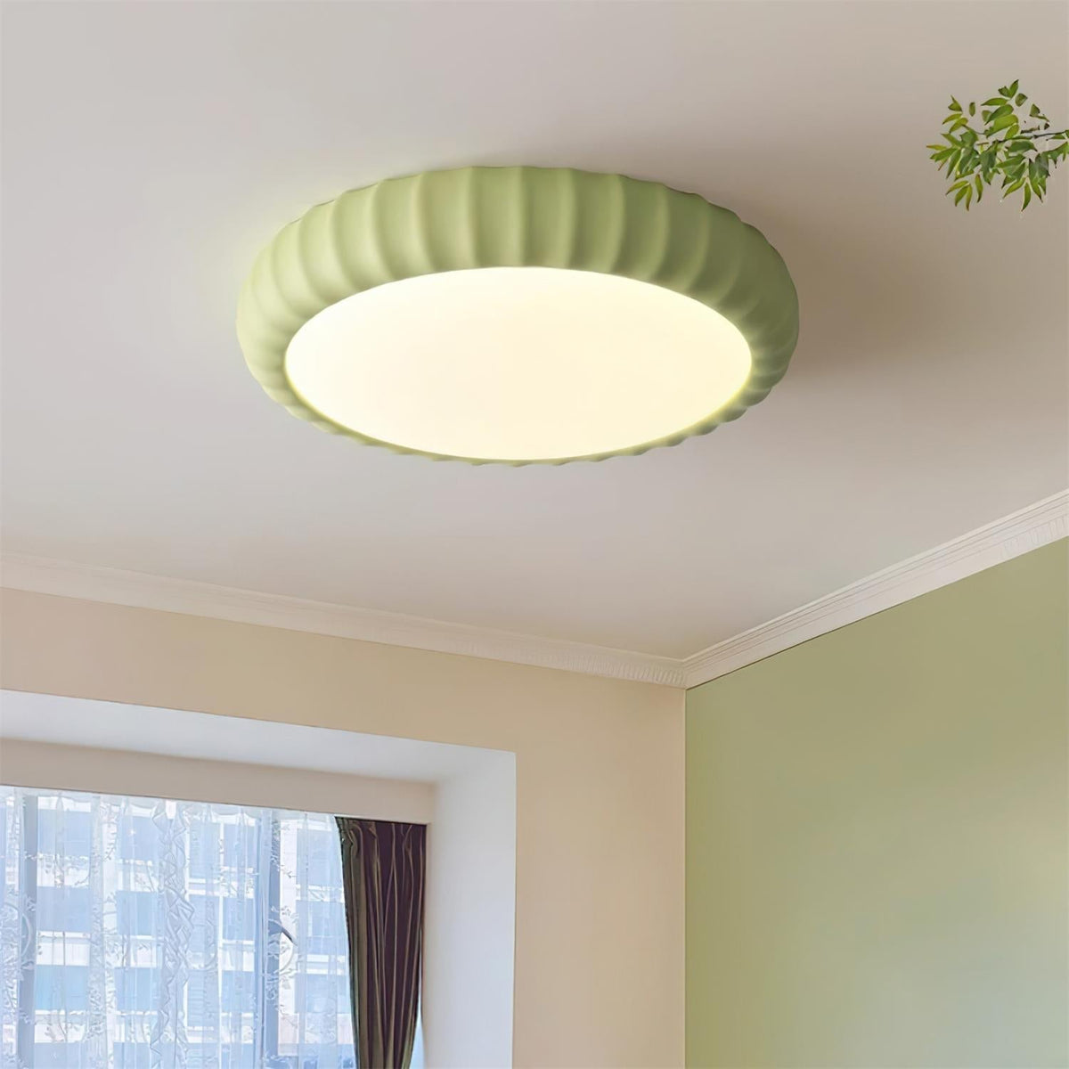 Lámpara de techo moderna minimalista de resina verde con acabado mate