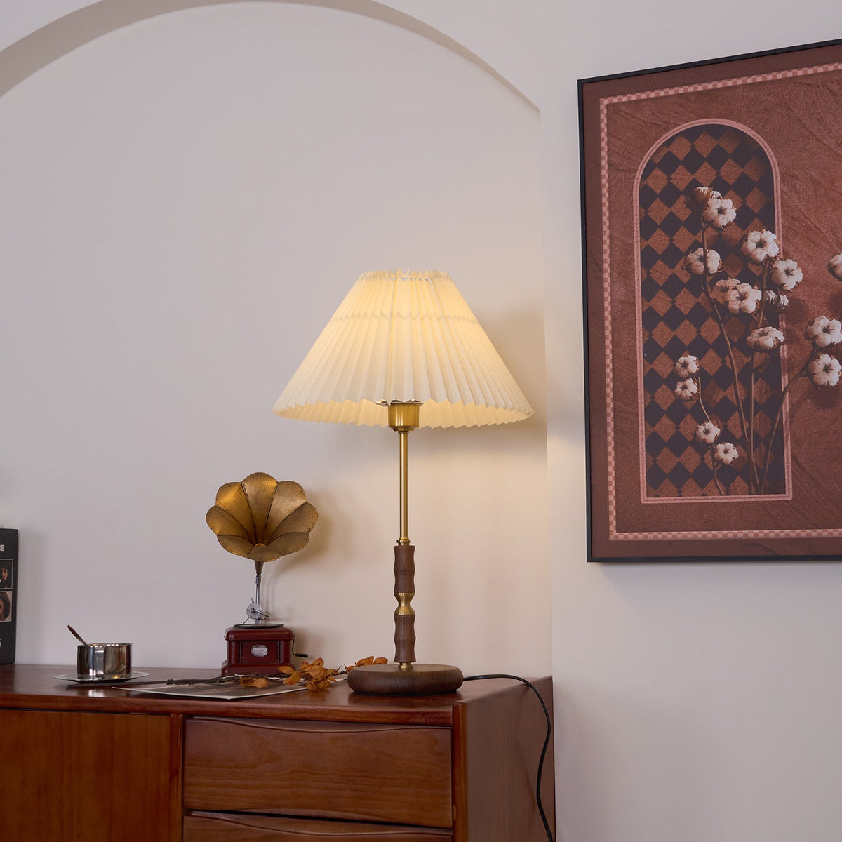 Vovenil lámpara de mesa con pantalla plisada