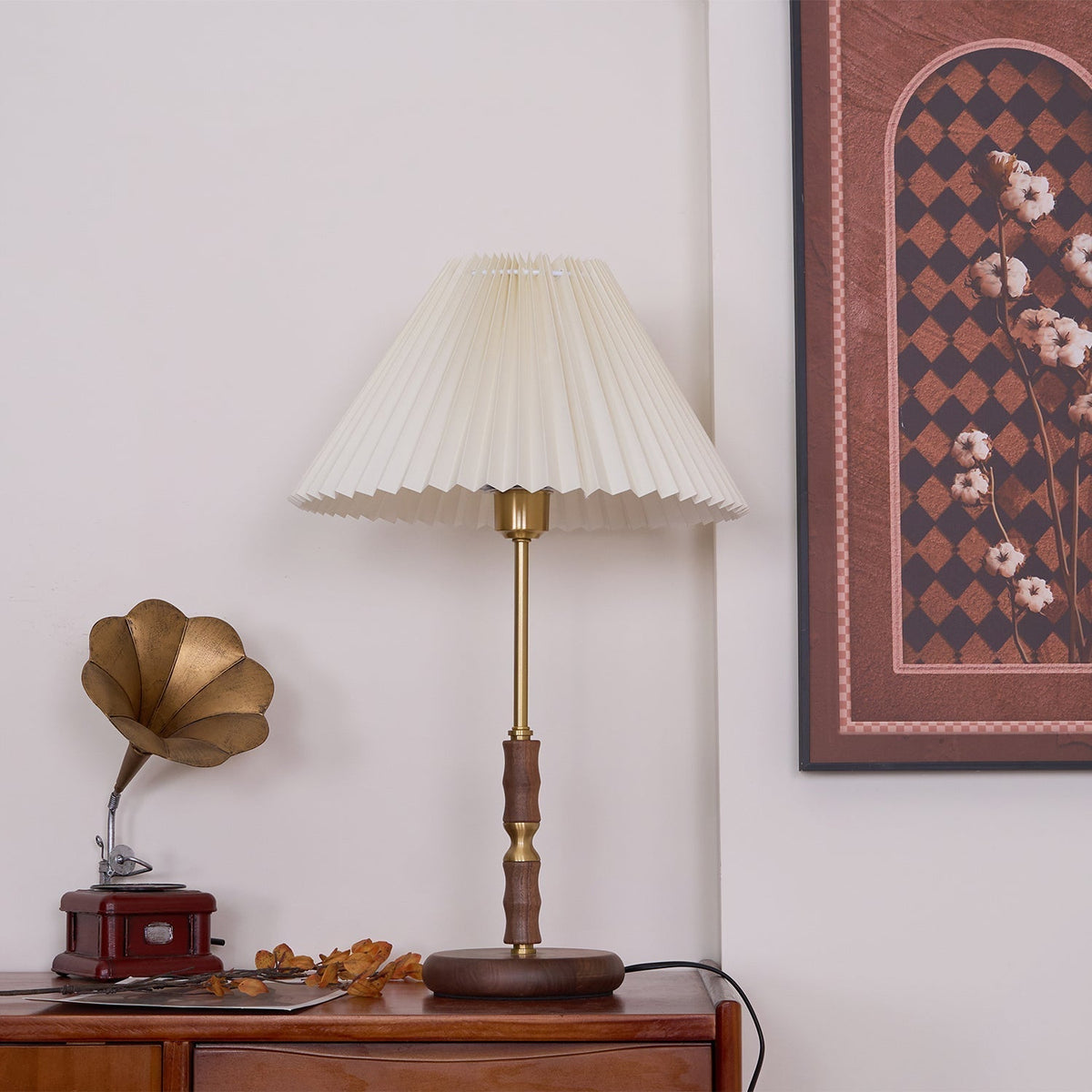 Vovenil lámpara de mesa con pantalla plisada