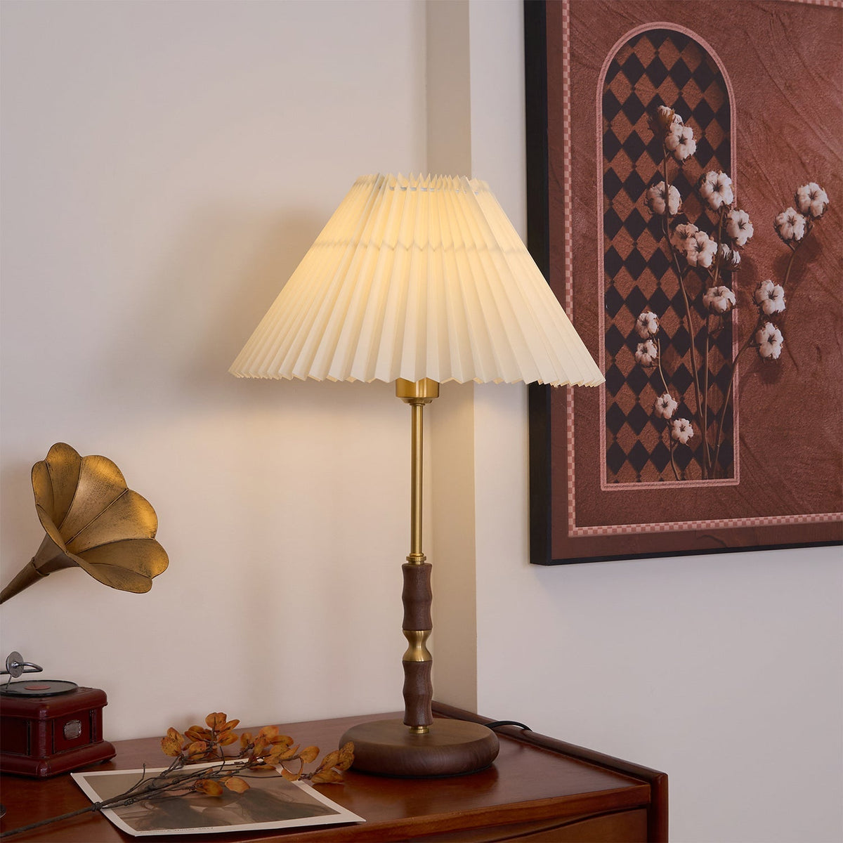 Vovenil lámpara de mesa con pantalla plisada