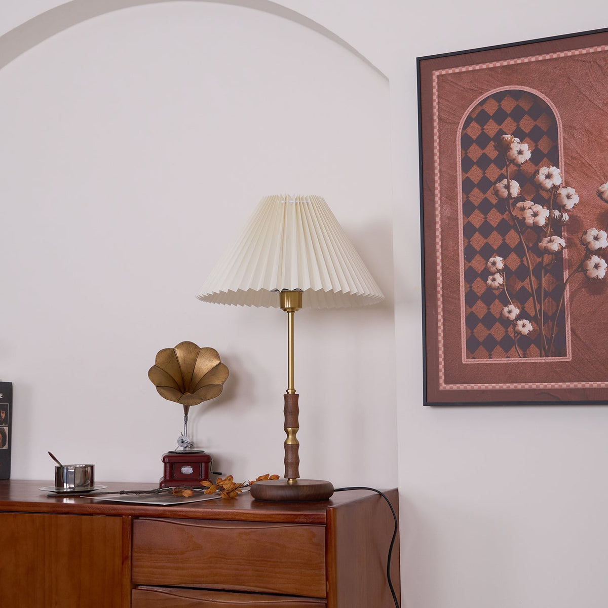Vovenil lámpara de mesa con pantalla plisada