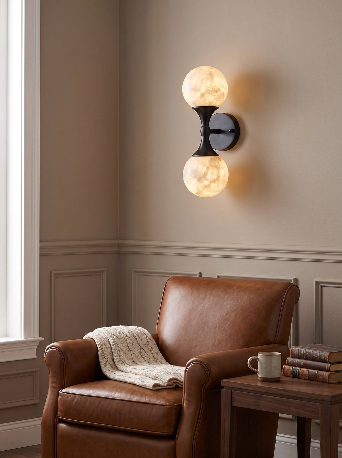 Ulverford Aplique de pared doble de alabastro