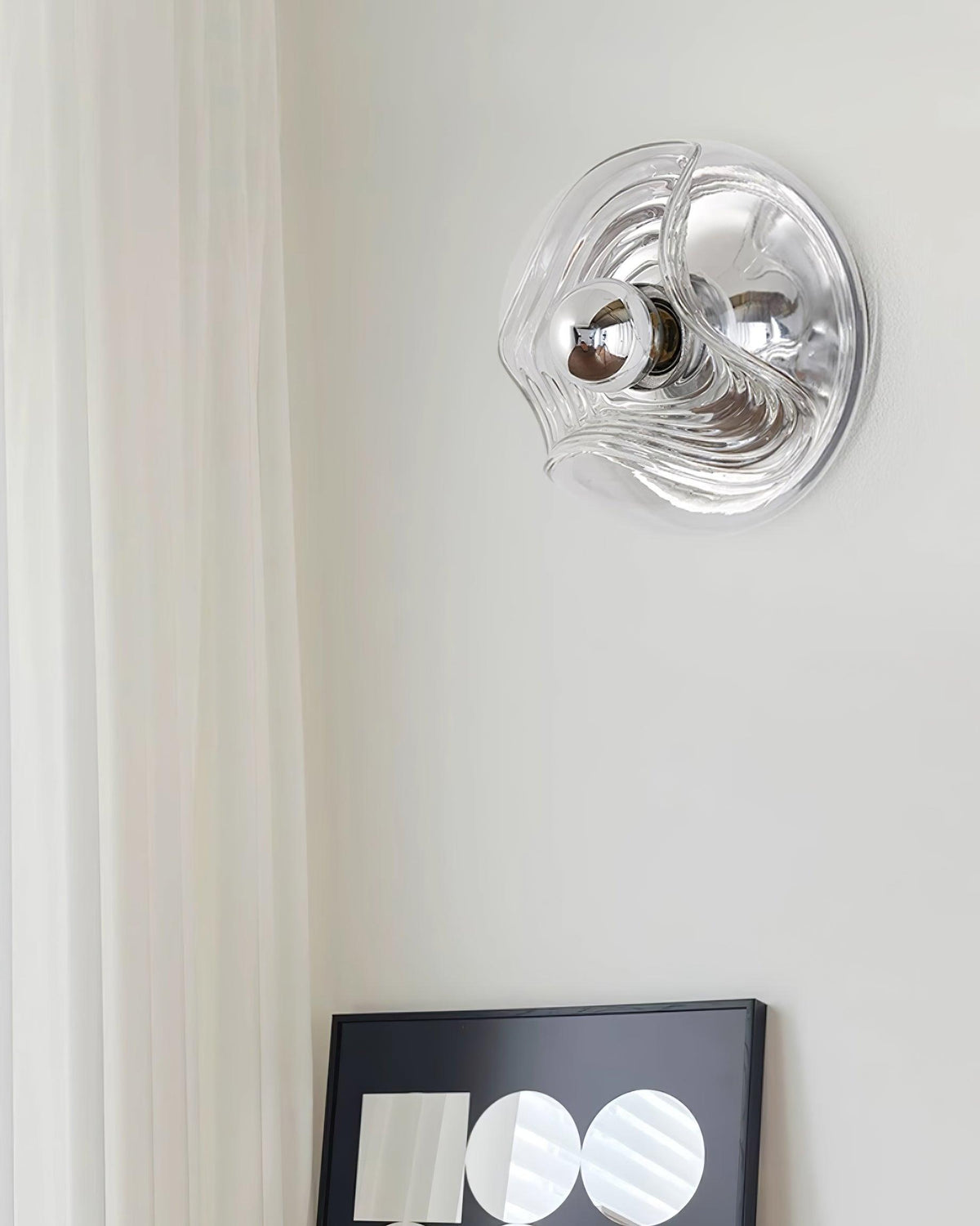 Aplique de pared moderno con textura en espiral, color gris y transparente