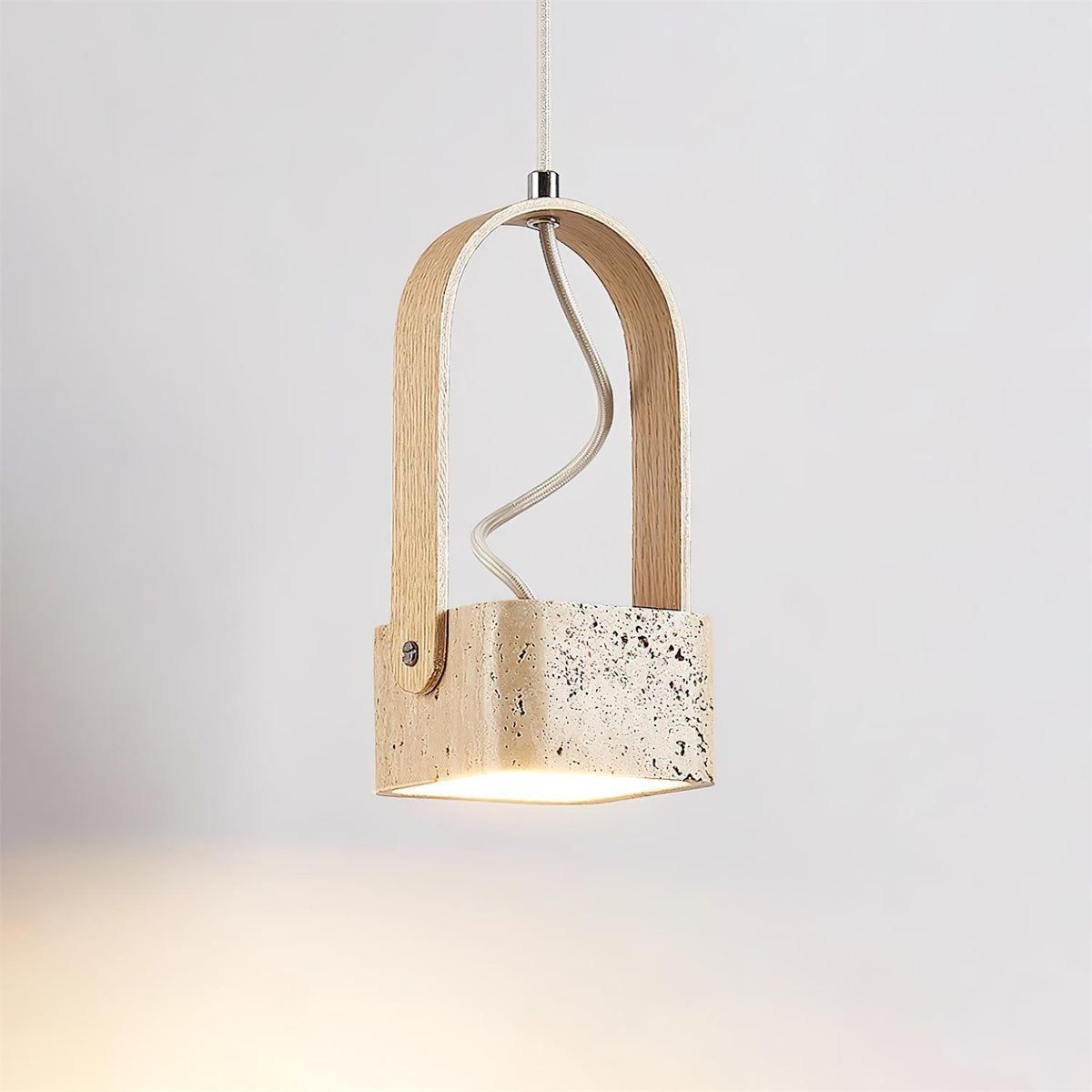 Cesta lámpara colgante Square travertino amarillo