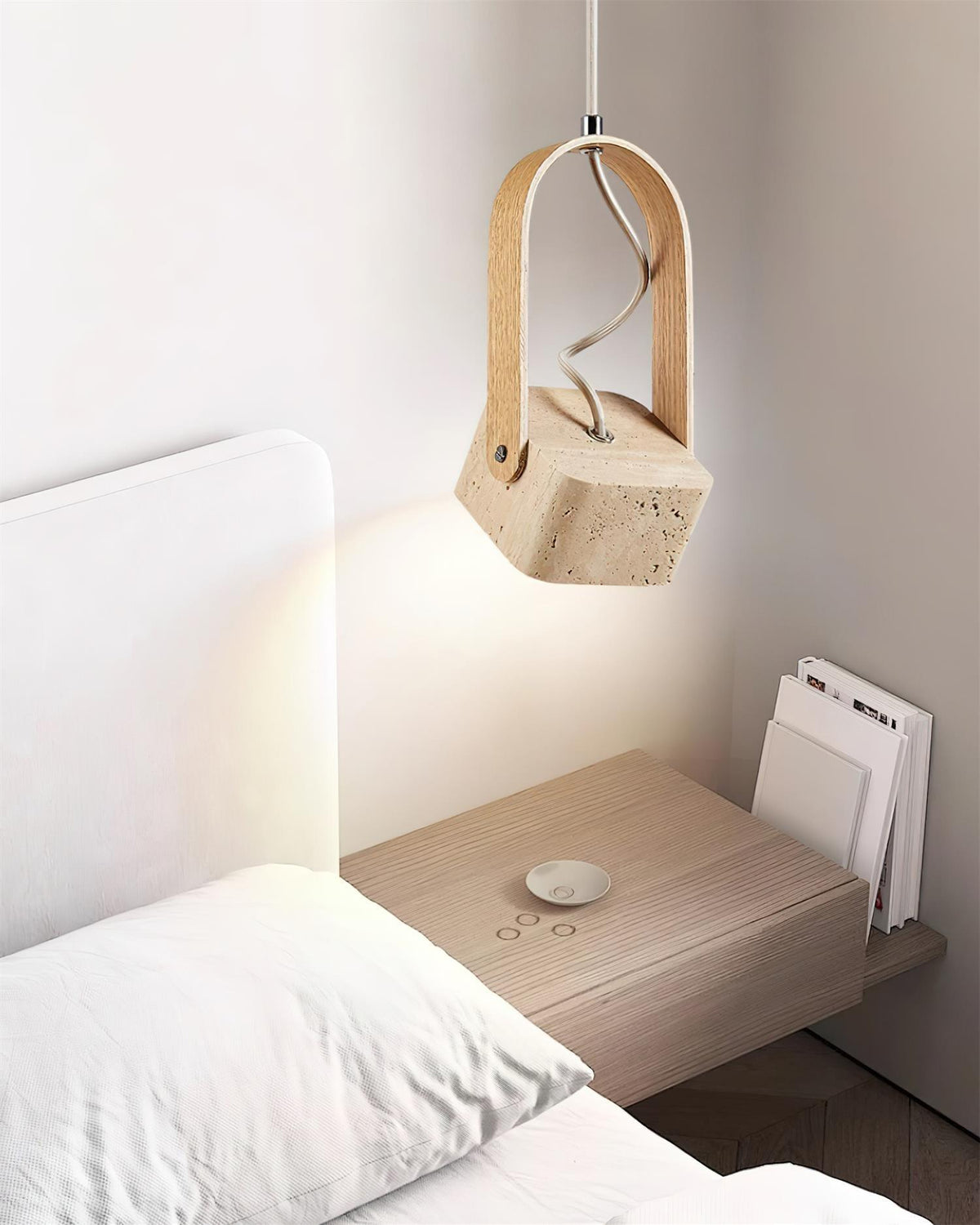 Cesta lámpara colgante Square travertino amarillo