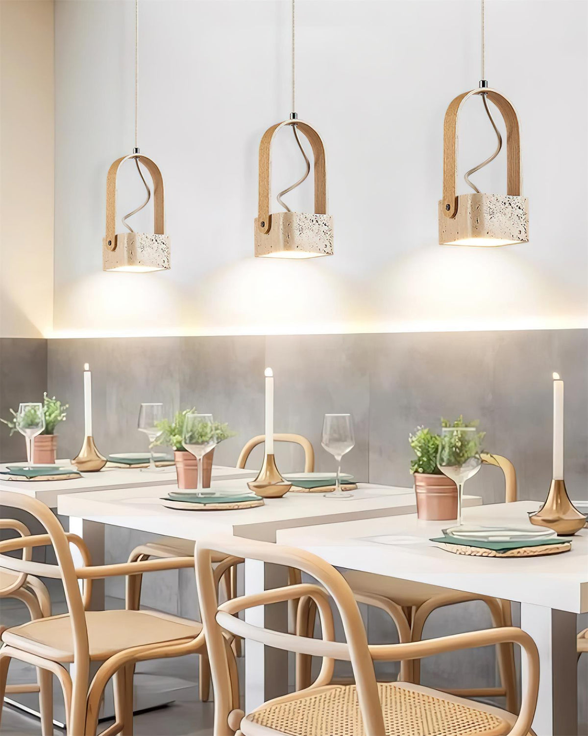 Cesta lámpara colgante Square travertino amarillo
