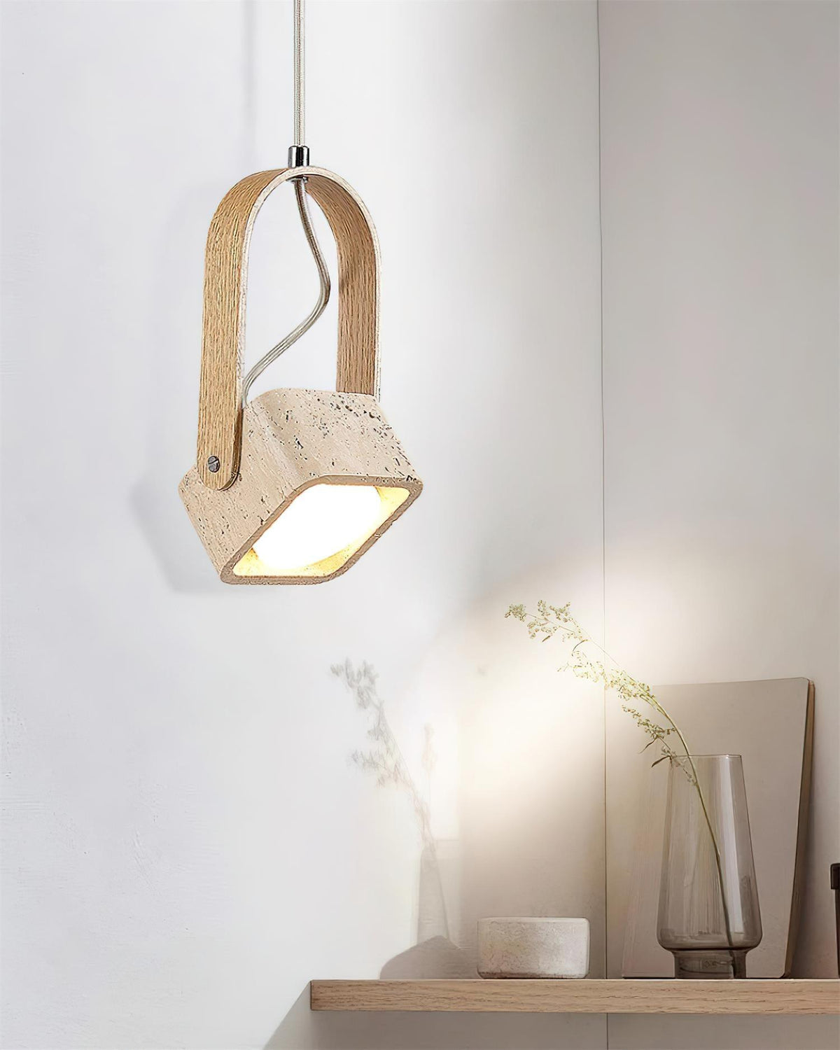 Cesta lámpara colgante Square travertino amarillo