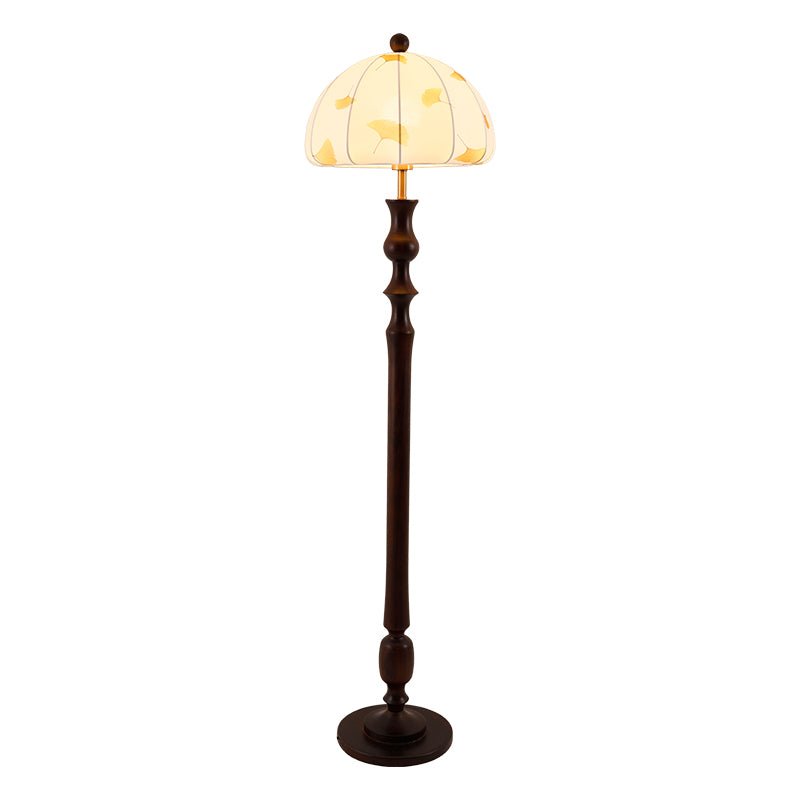 Ginkgore lámpara de pie de madera y tejido vintage