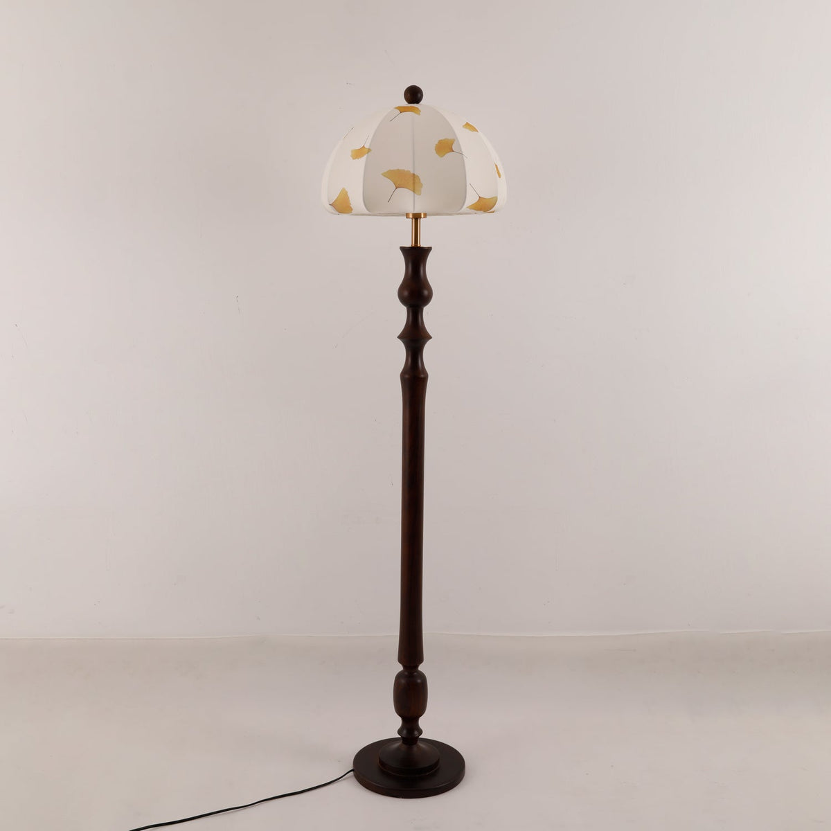 Ginkgore lámpara de pie de madera y tejido vintage
