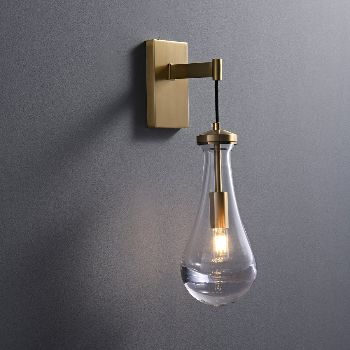 Lyshaos aplique de pared moderno minimalista de vidrio y latón