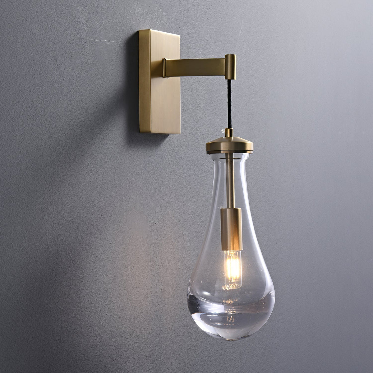 Lyshaos aplique de pared moderno minimalista de vidrio y latón
