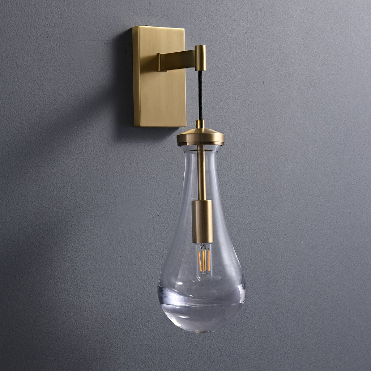 Lyshaos aplique de pared moderno minimalista de vidrio y latón