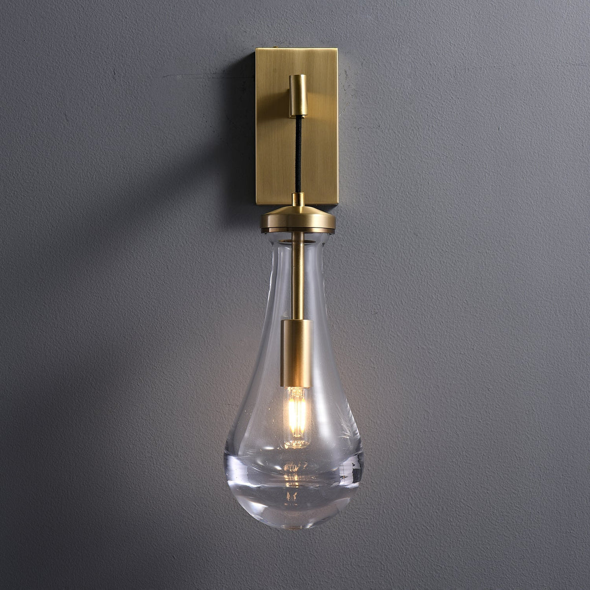 Lyshaos aplique de pared moderno minimalista de vidrio y latón