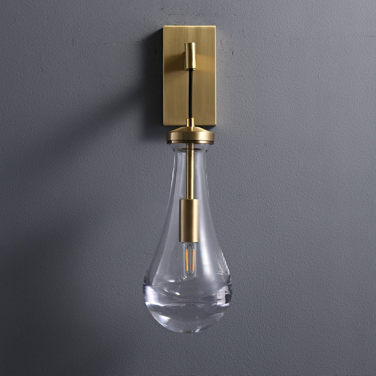 Lyshaos aplique de pared moderno minimalista de vidrio y latón