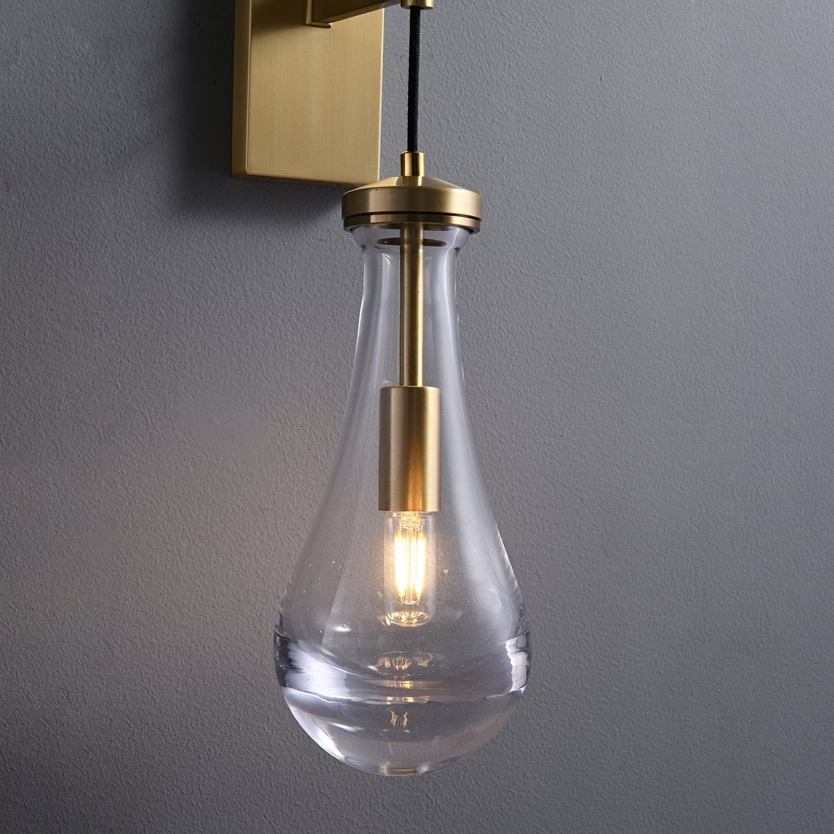 Lyshaos aplique de pared moderno minimalista de vidrio y latón