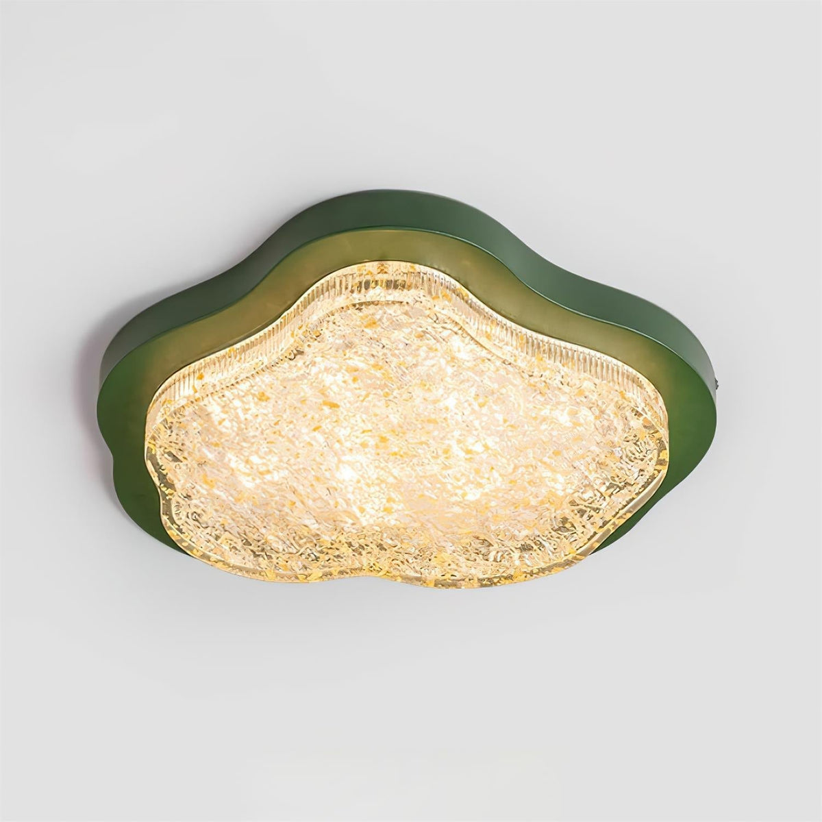 Lámpara de techo Irregular Shape resina dorada Leaf moderna artística verde
