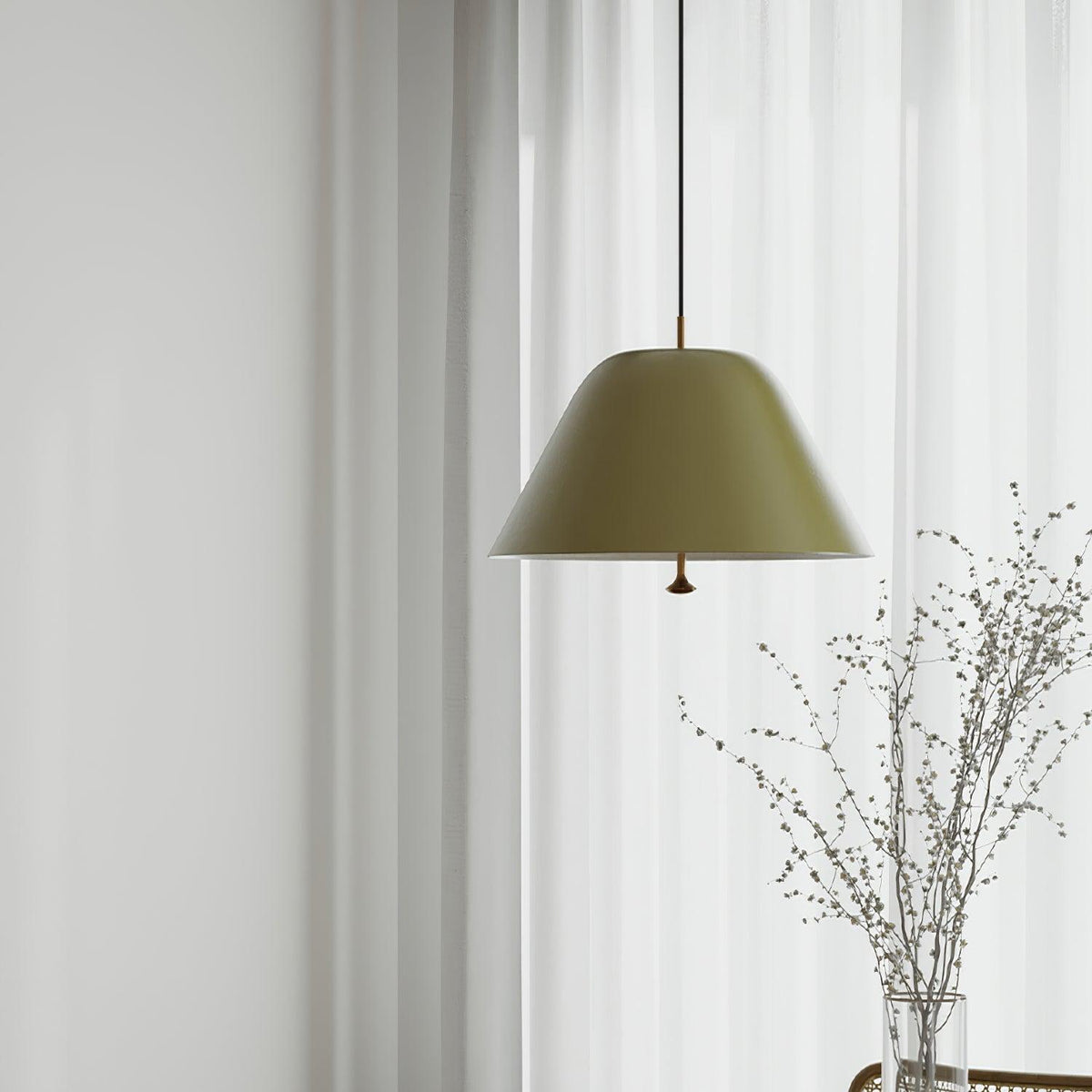 Lámpara colgante moderna de metal en verde y blanco minimalista