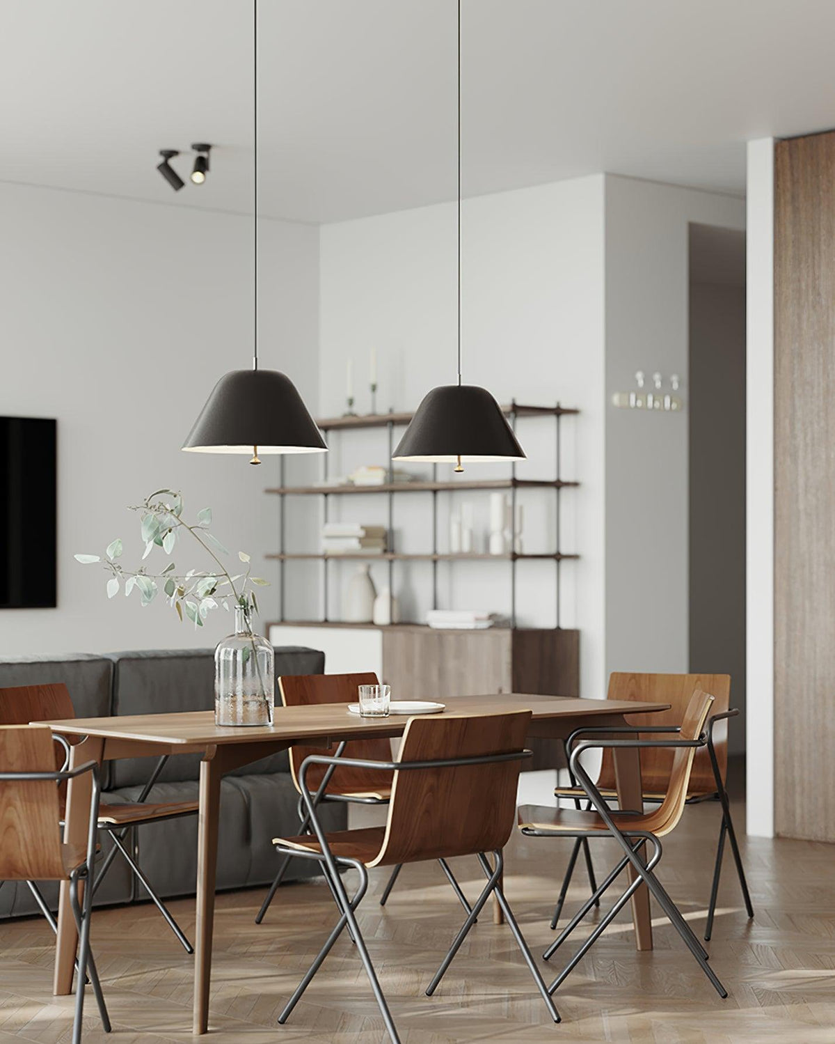 Lámpara colgante moderna de metal en verde y blanco minimalista