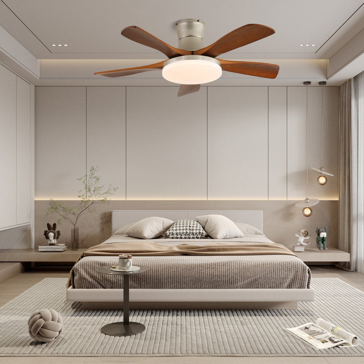 Brevo ventilador de techo con luz con paletas de madera