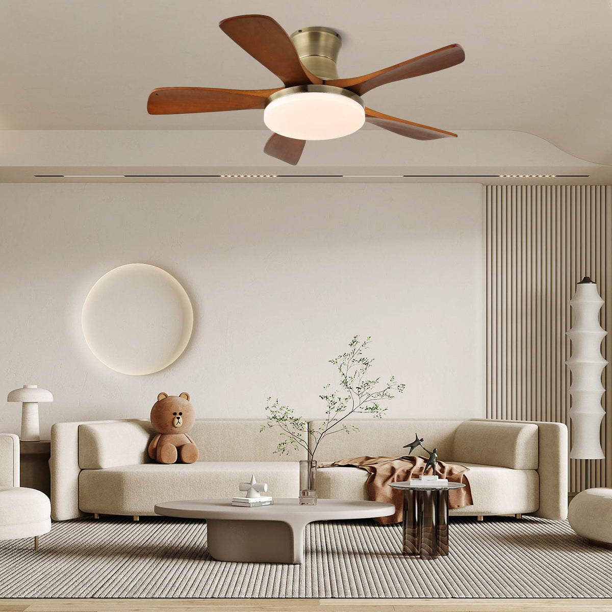 Brevo ventilador de techo con luz con paletas de madera