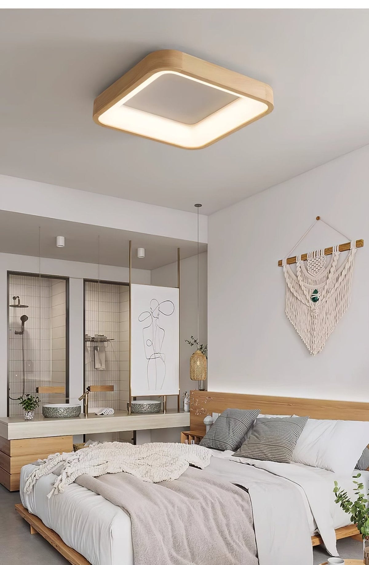 Uphae lámpara de techo moderna minimalista cuadrada de madera