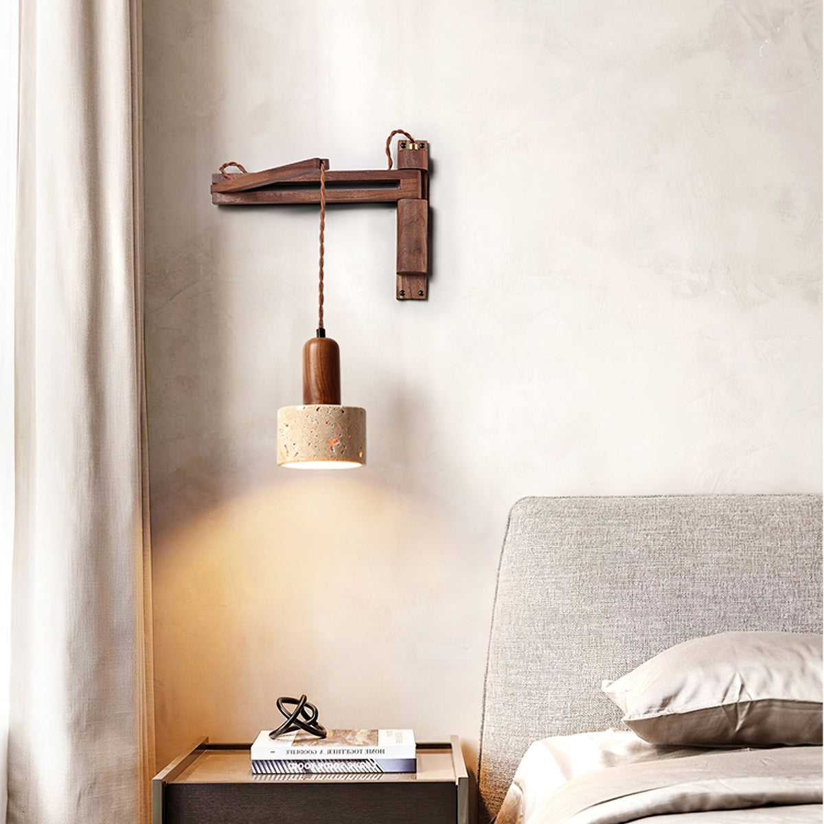 Arboren aplique de pared regulable con cúpula en travertino