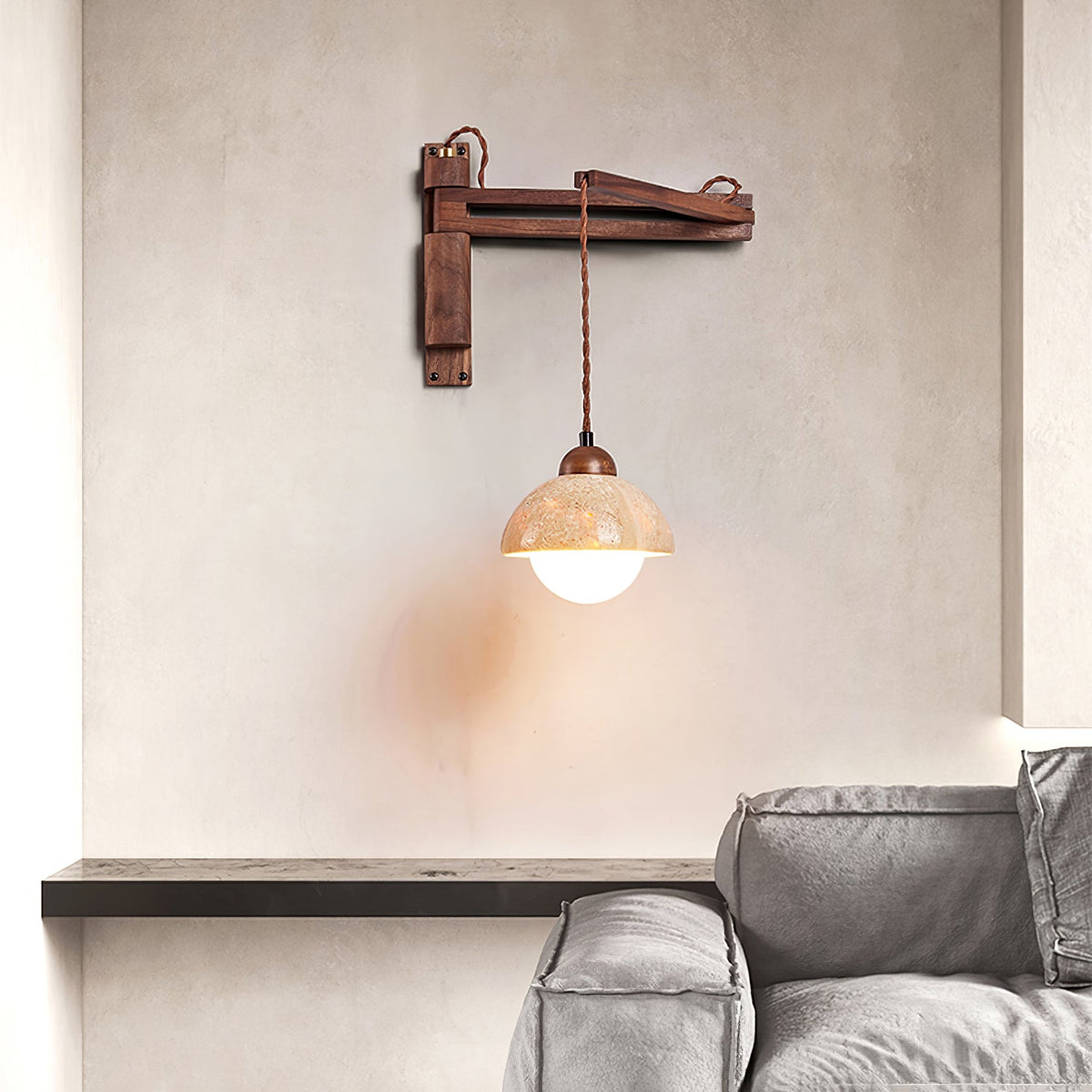 Arboren aplique de pared regulable con cúpula en travertino