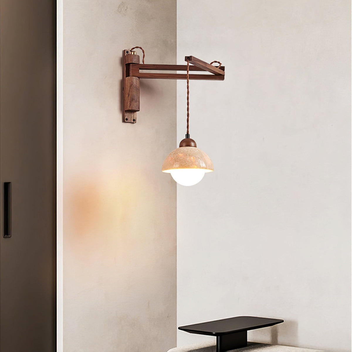 Arboren aplique de pared regulable con cúpula en travertino