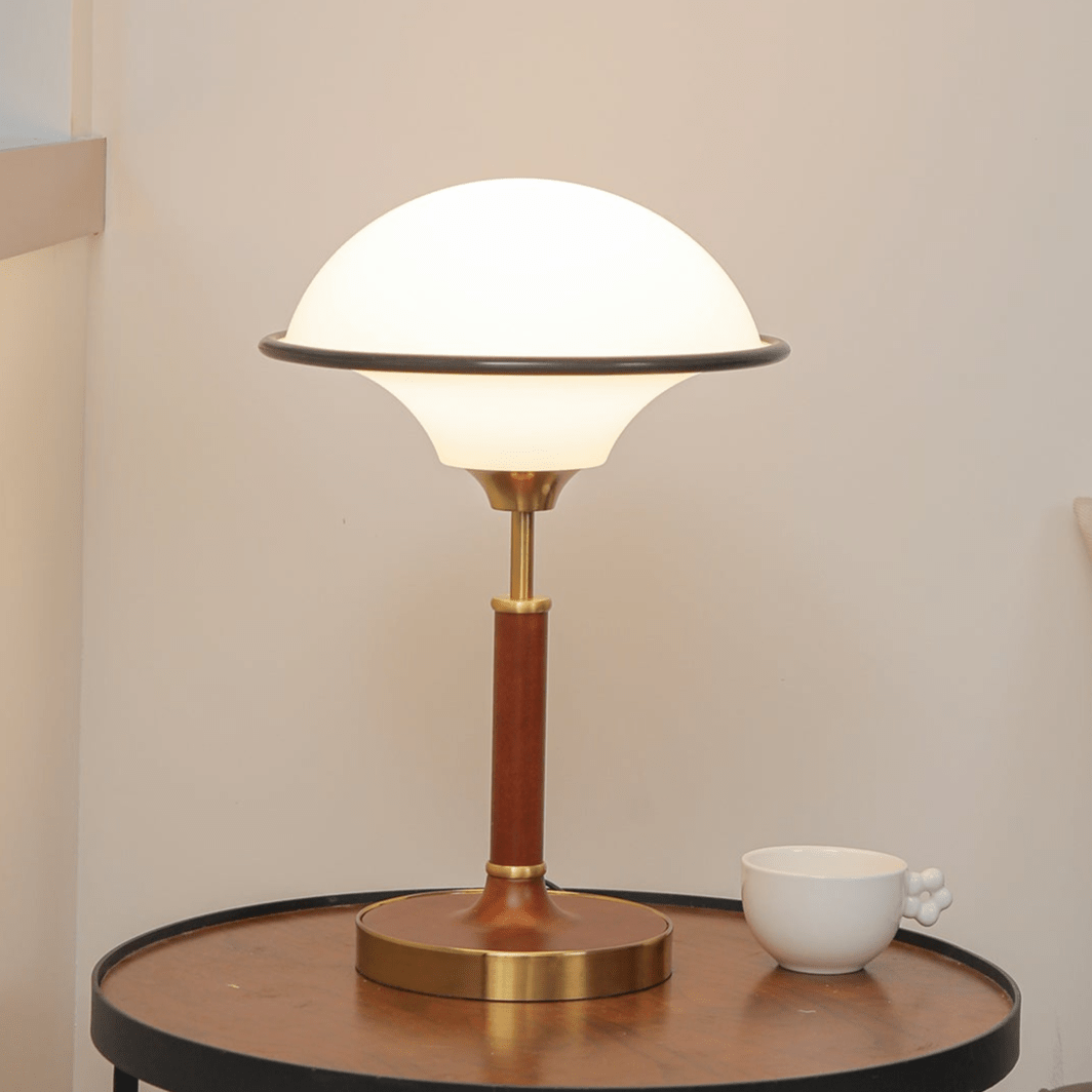 Solstic lámpara de mesa de madera estilo mid-century