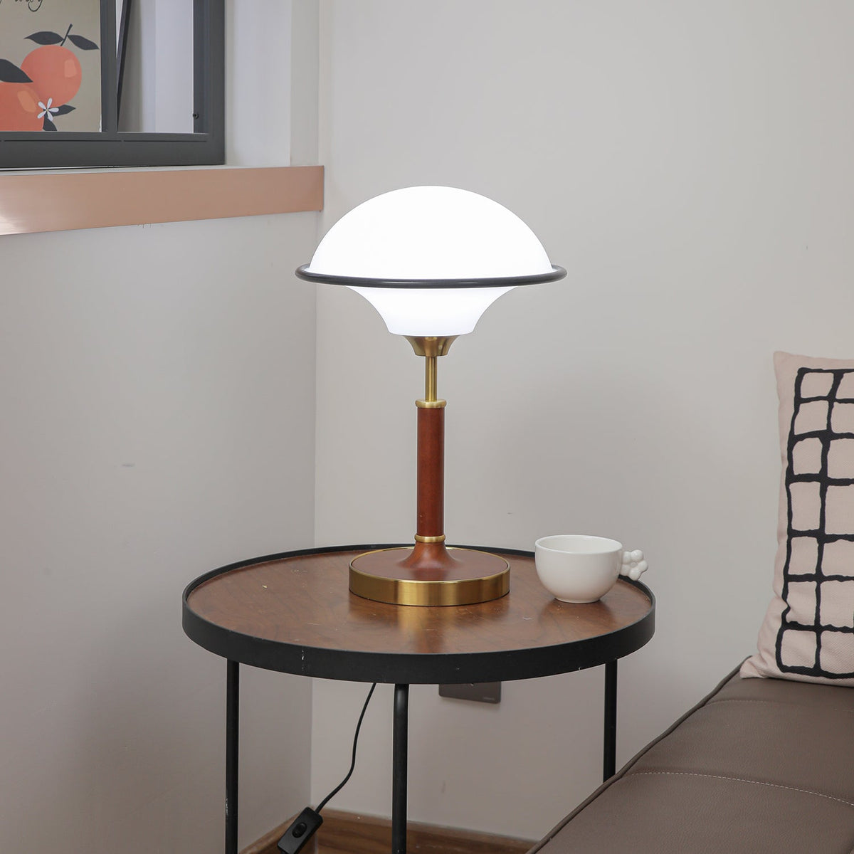 Solstic lámpara de mesa de madera estilo mid-century