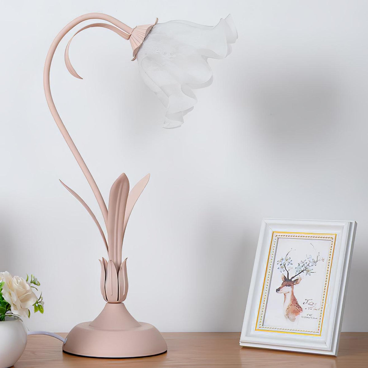 Zorien lámpara de mesa de acrílico con diseño floral