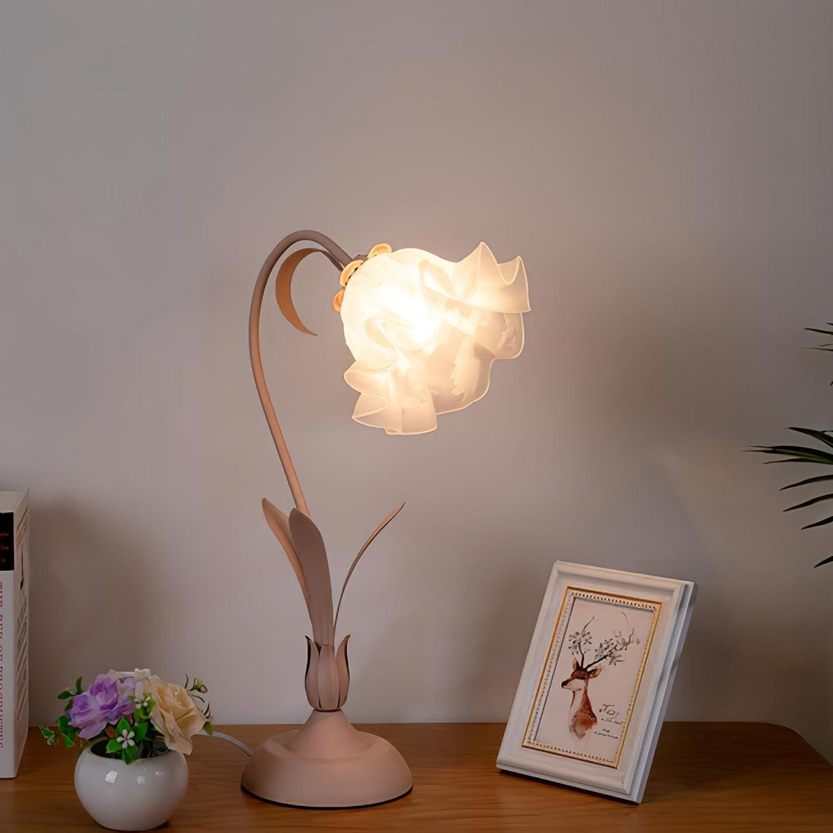Zorien lámpara de mesa de acrílico con diseño floral