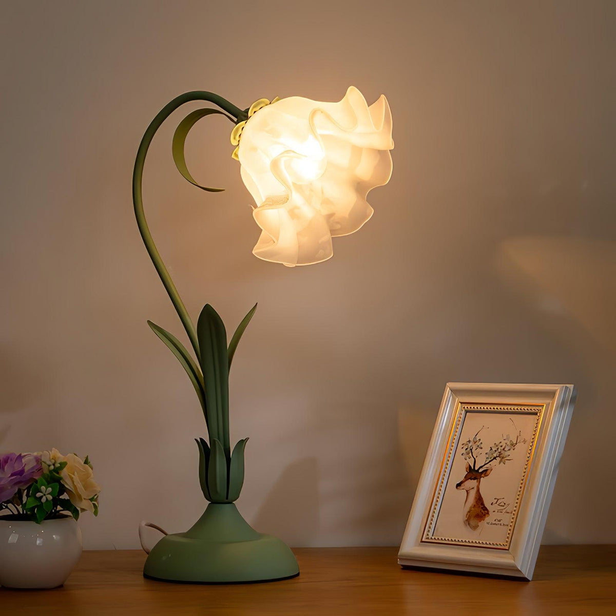 Zorien lámpara de mesa de acrílico con diseño floral