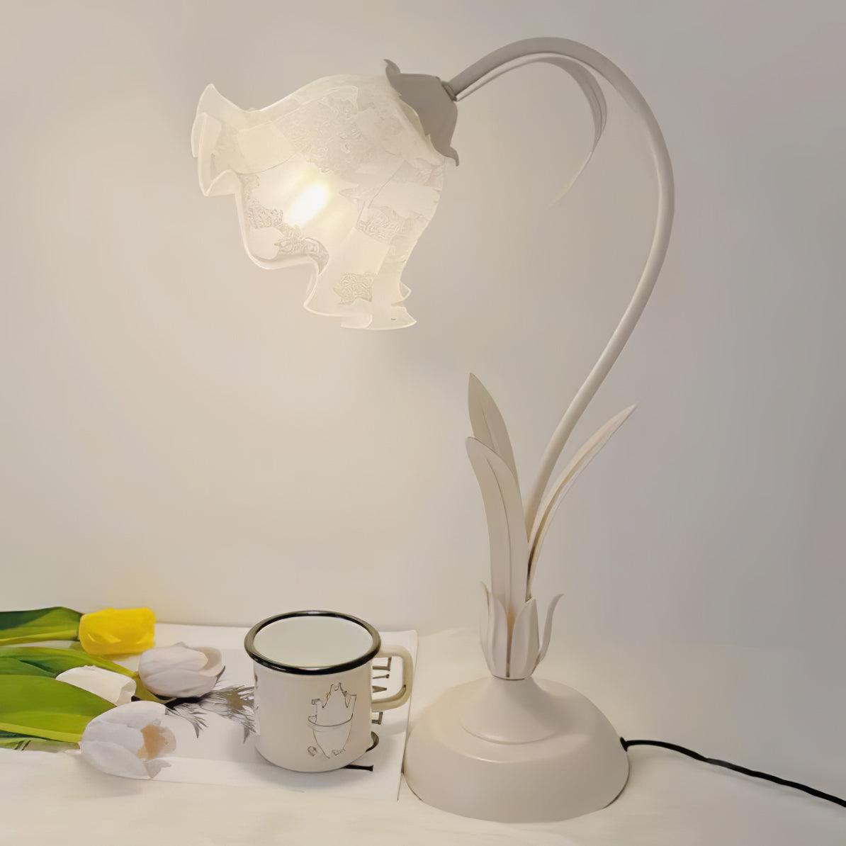 Zorien lámpara de mesa de acrílico con diseño floral