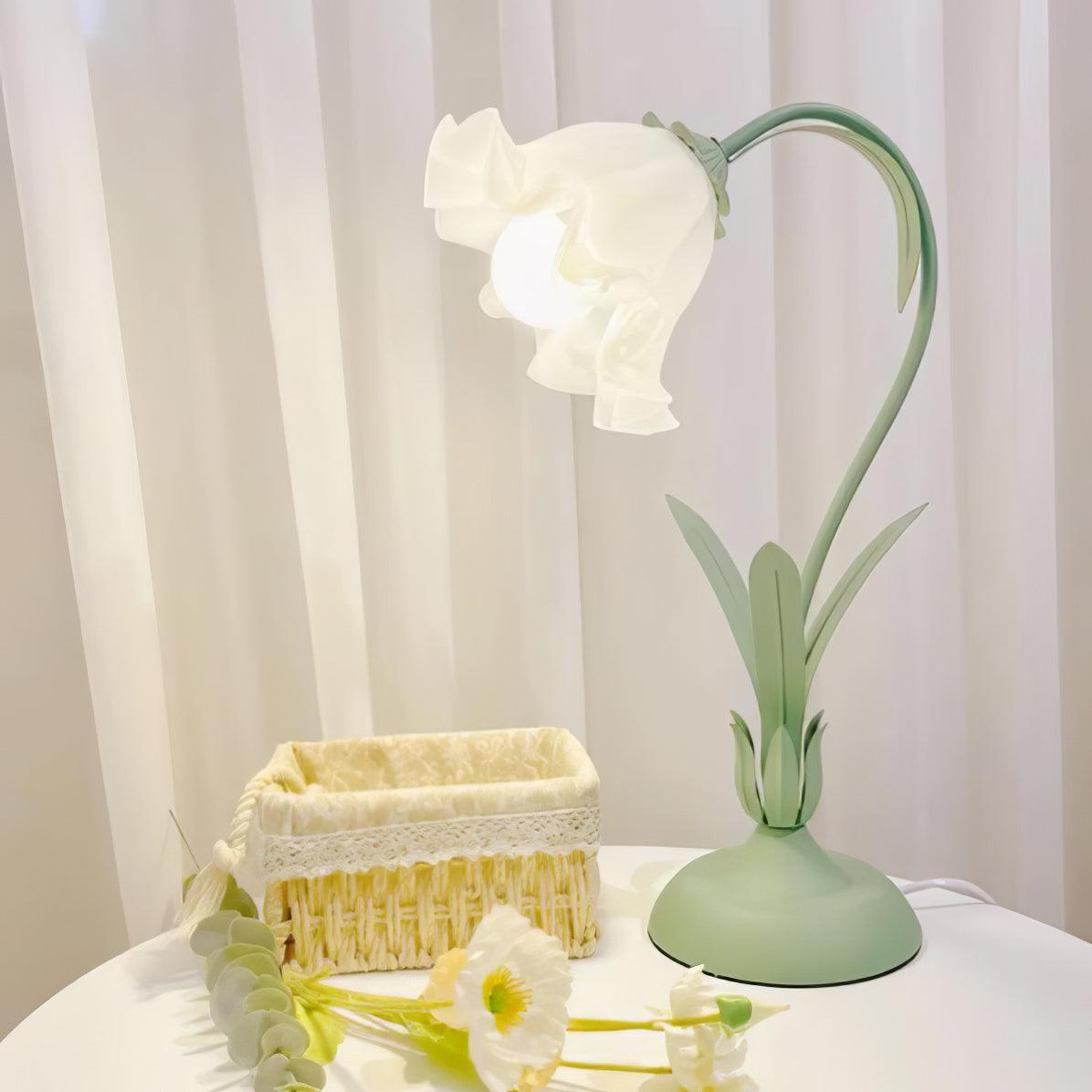 Zorien lámpara de mesa de acrílico con diseño floral