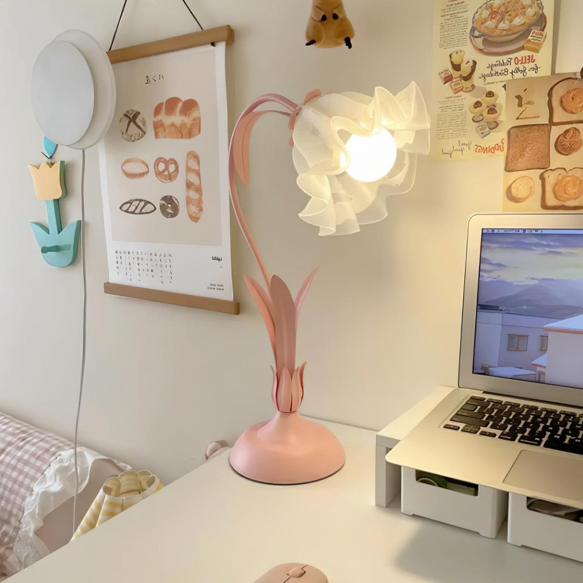 Zorien lámpara de mesa de acrílico con diseño floral