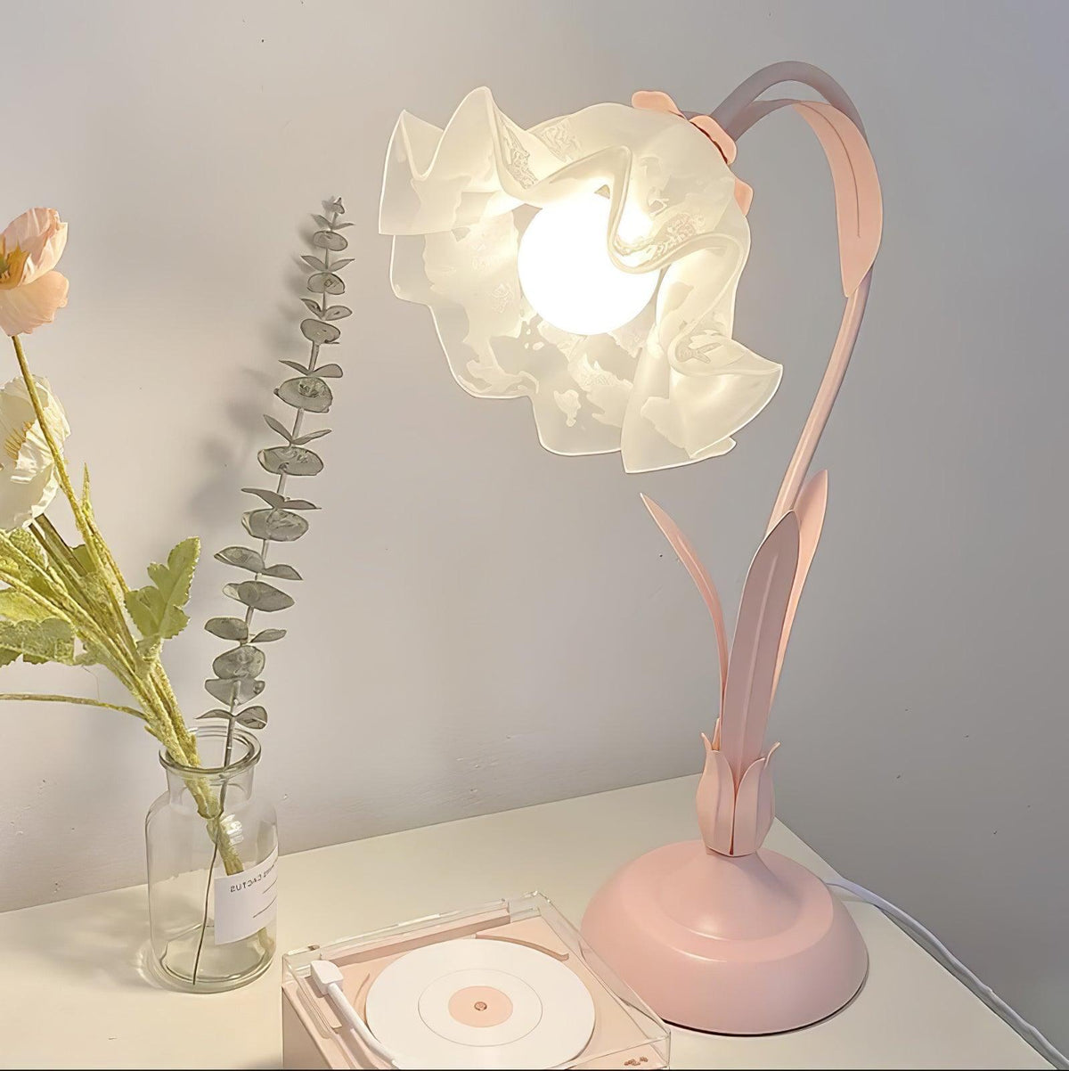 Zorien lámpara de mesa de acrílico con diseño floral