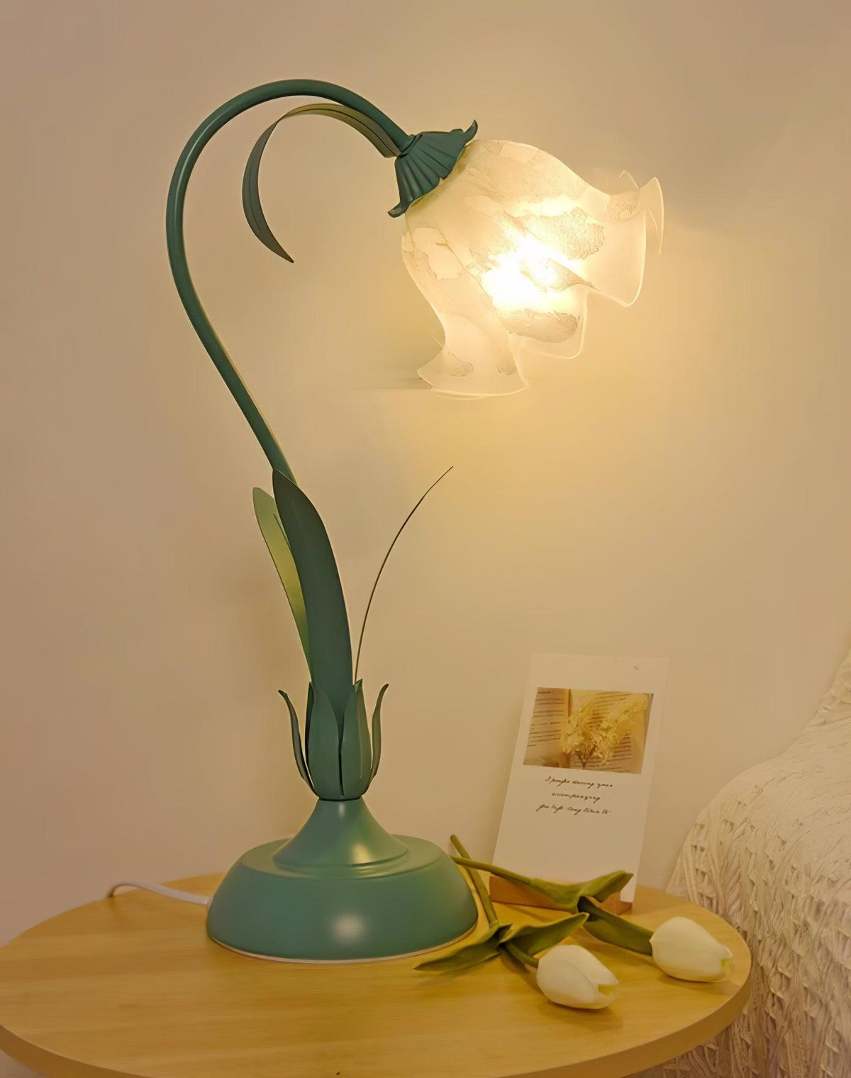Zorien lámpara de mesa de acrílico con diseño floral