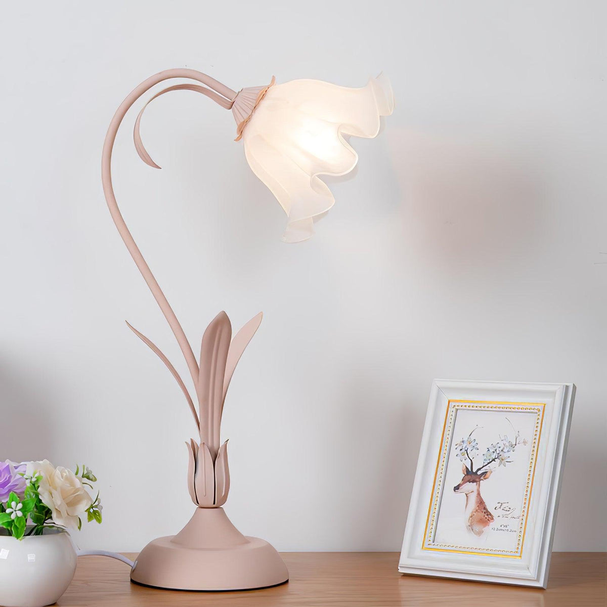 Zorien lámpara de mesa de acrílico con diseño floral