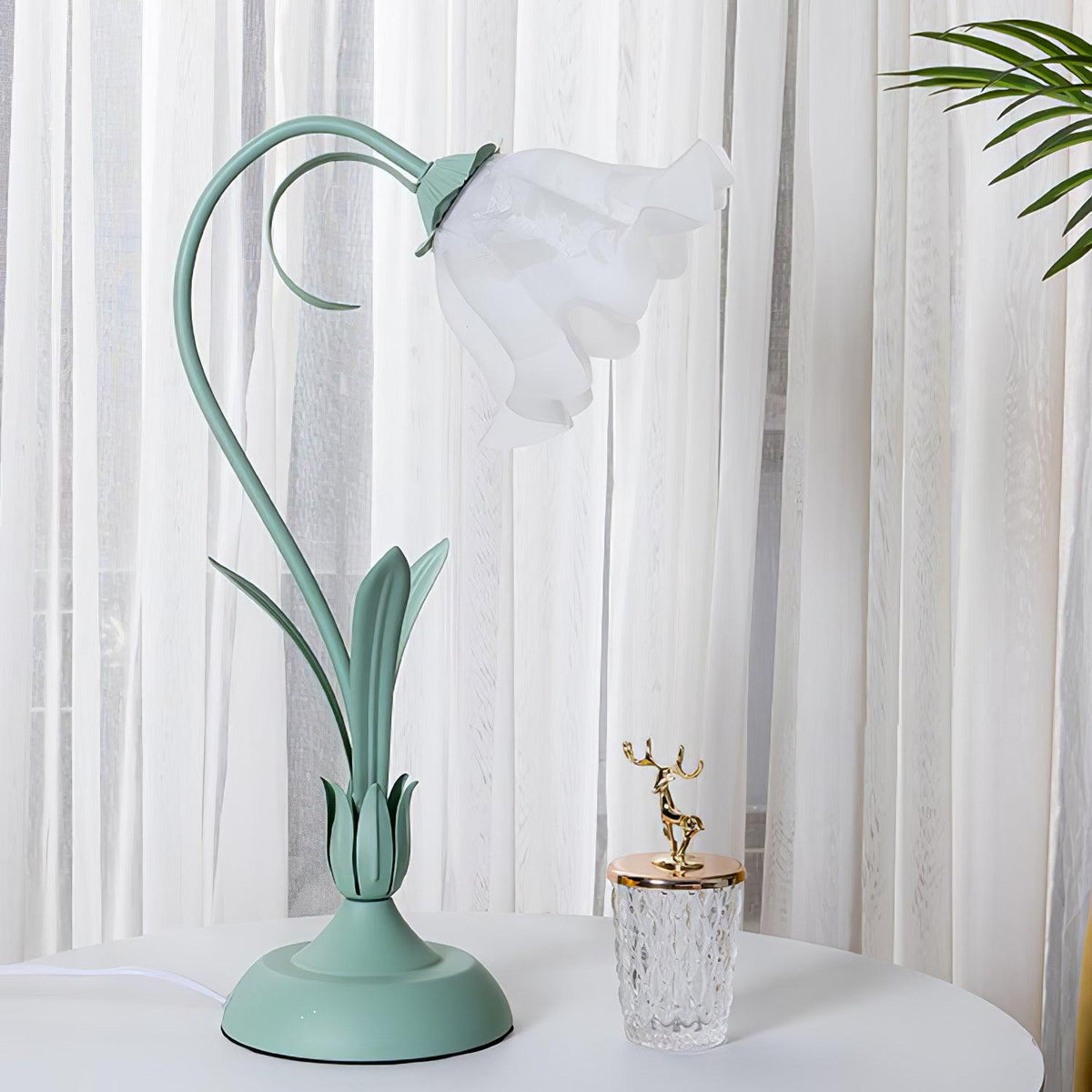 Zorien lámpara de mesa de acrílico con diseño floral