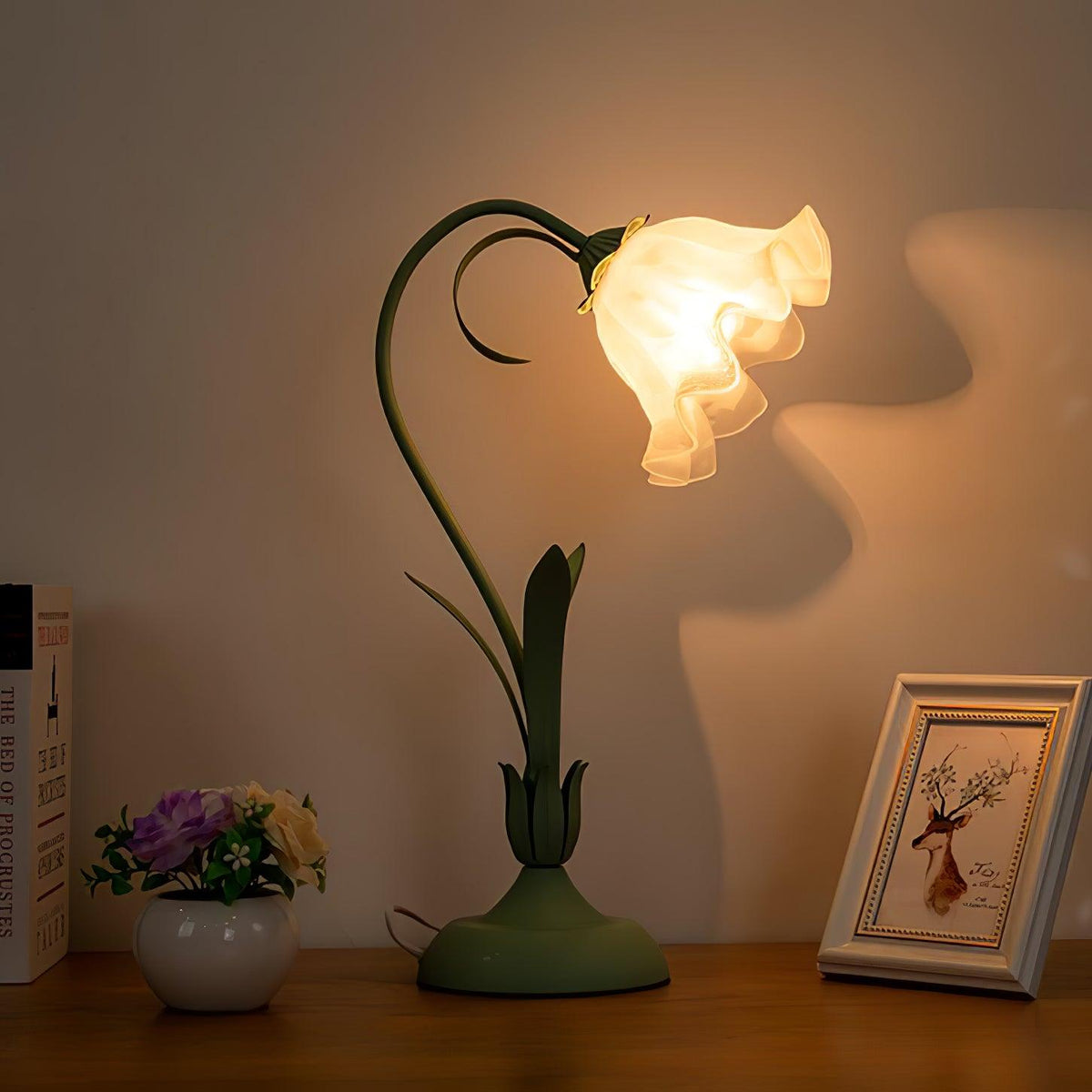 Zorien lámpara de mesa de acrílico con diseño floral
