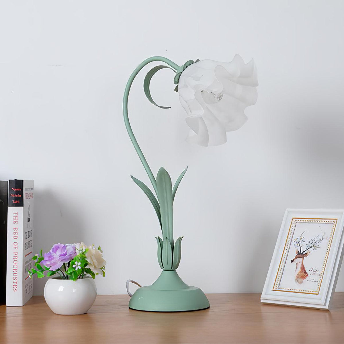 Zorien lámpara de mesa de acrílico con diseño floral