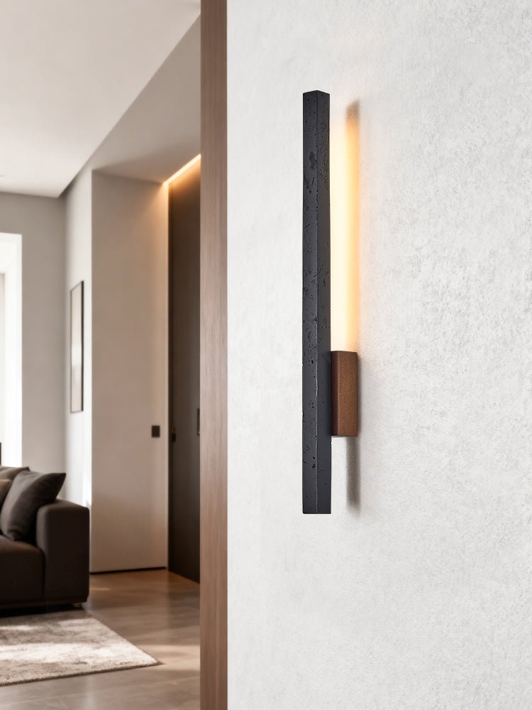 Juna aplique de pared lineal negro de travertino