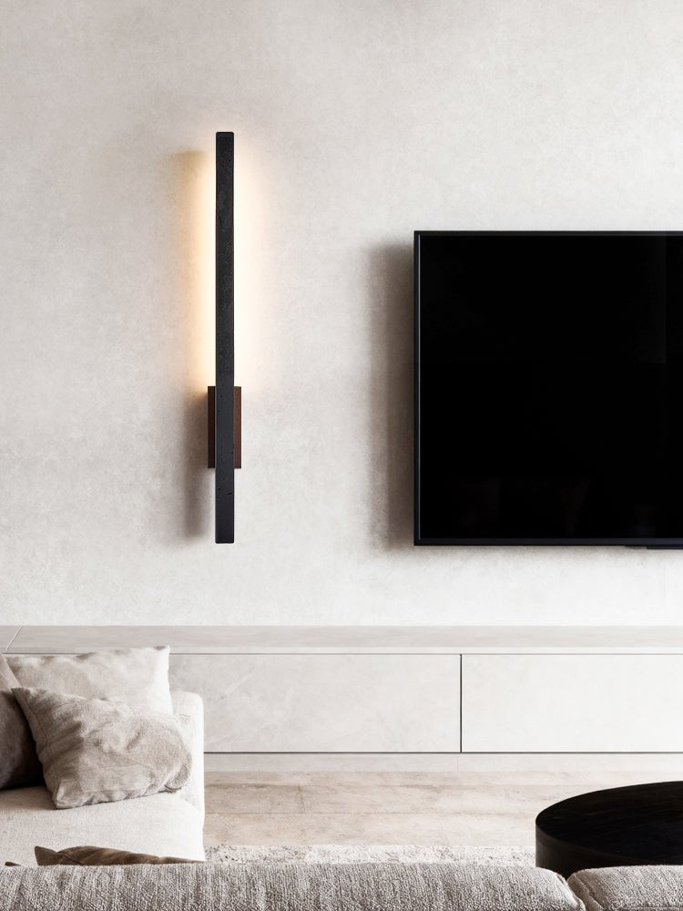 Juna aplique de pared lineal negro de travertino