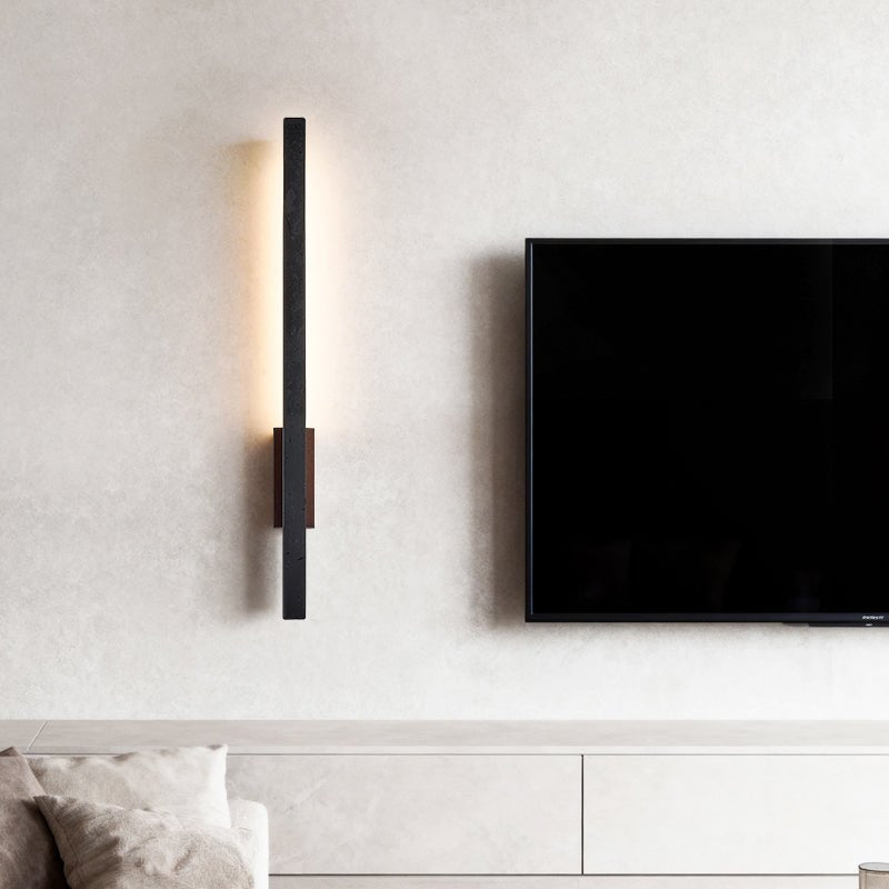 Juna aplique de pared lineal negro de travertino