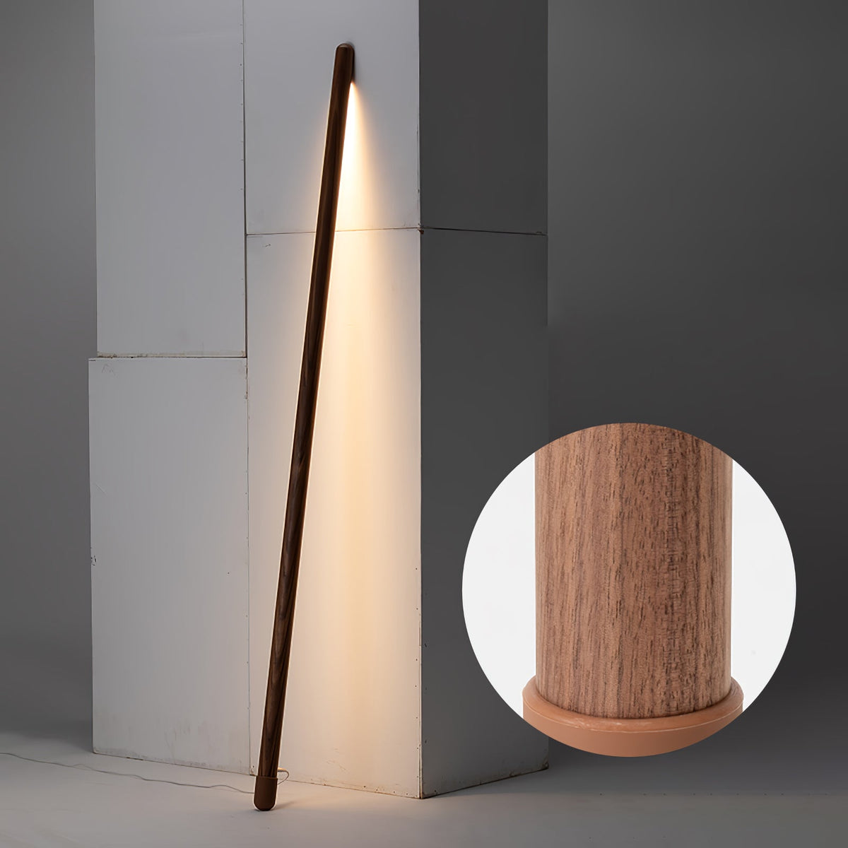 Echo lámpara de pie lineal moderna de madera