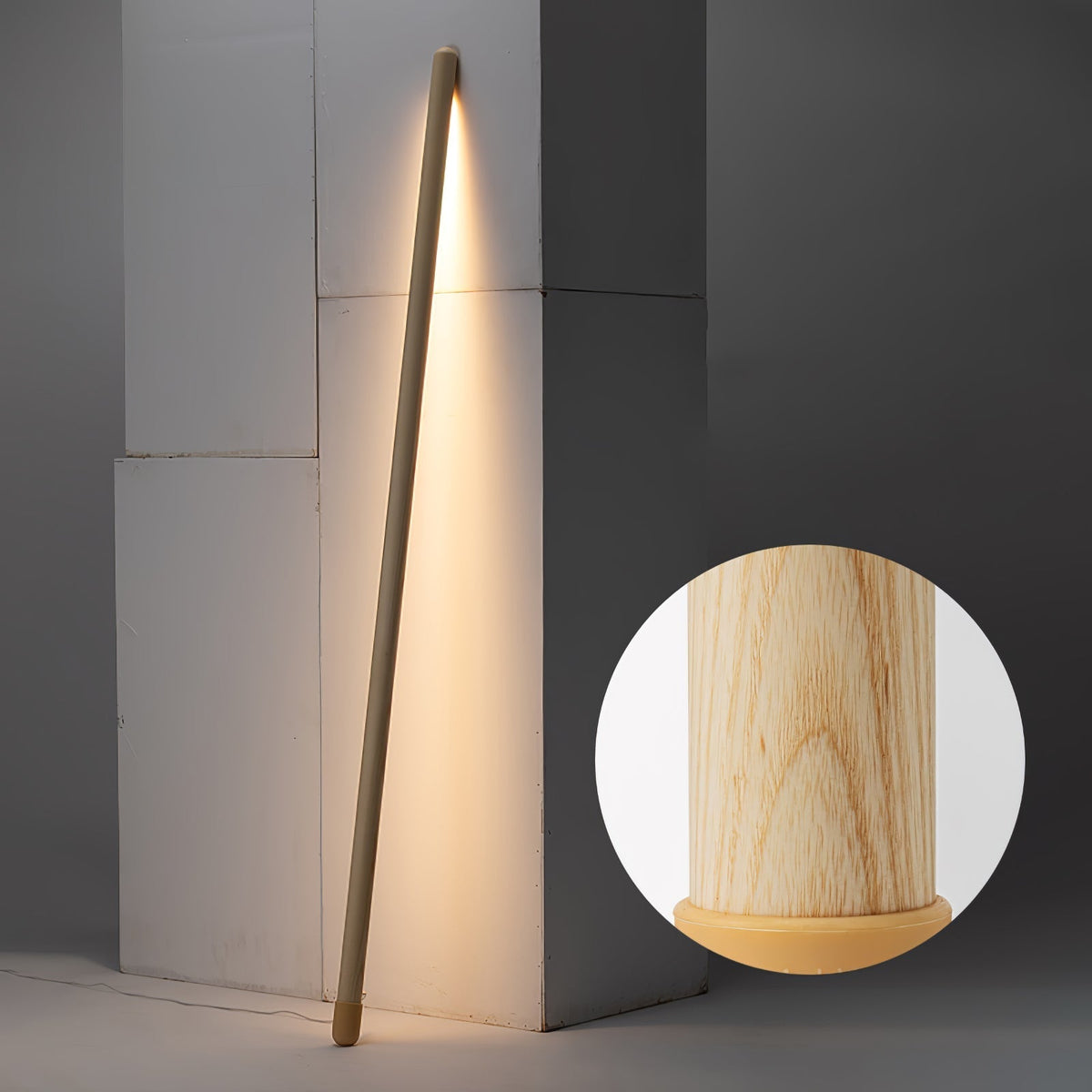Echo lámpara de pie lineal moderna de madera