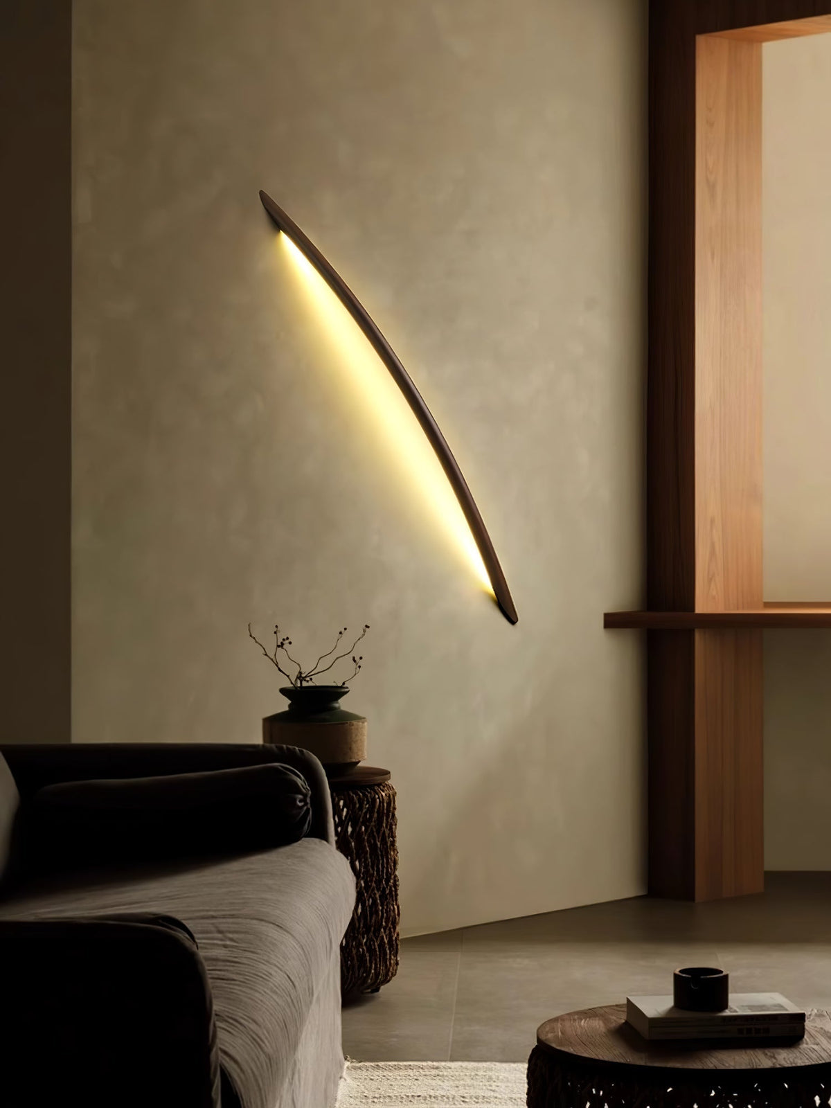 Evvinos aplique de pared moderno minimalista lineal de madera
