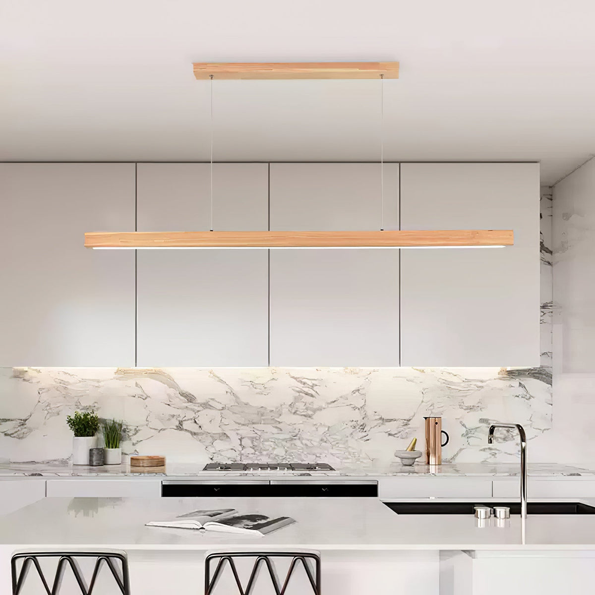 Elowen Lámpara Colgante Lineal Minimalista Madera