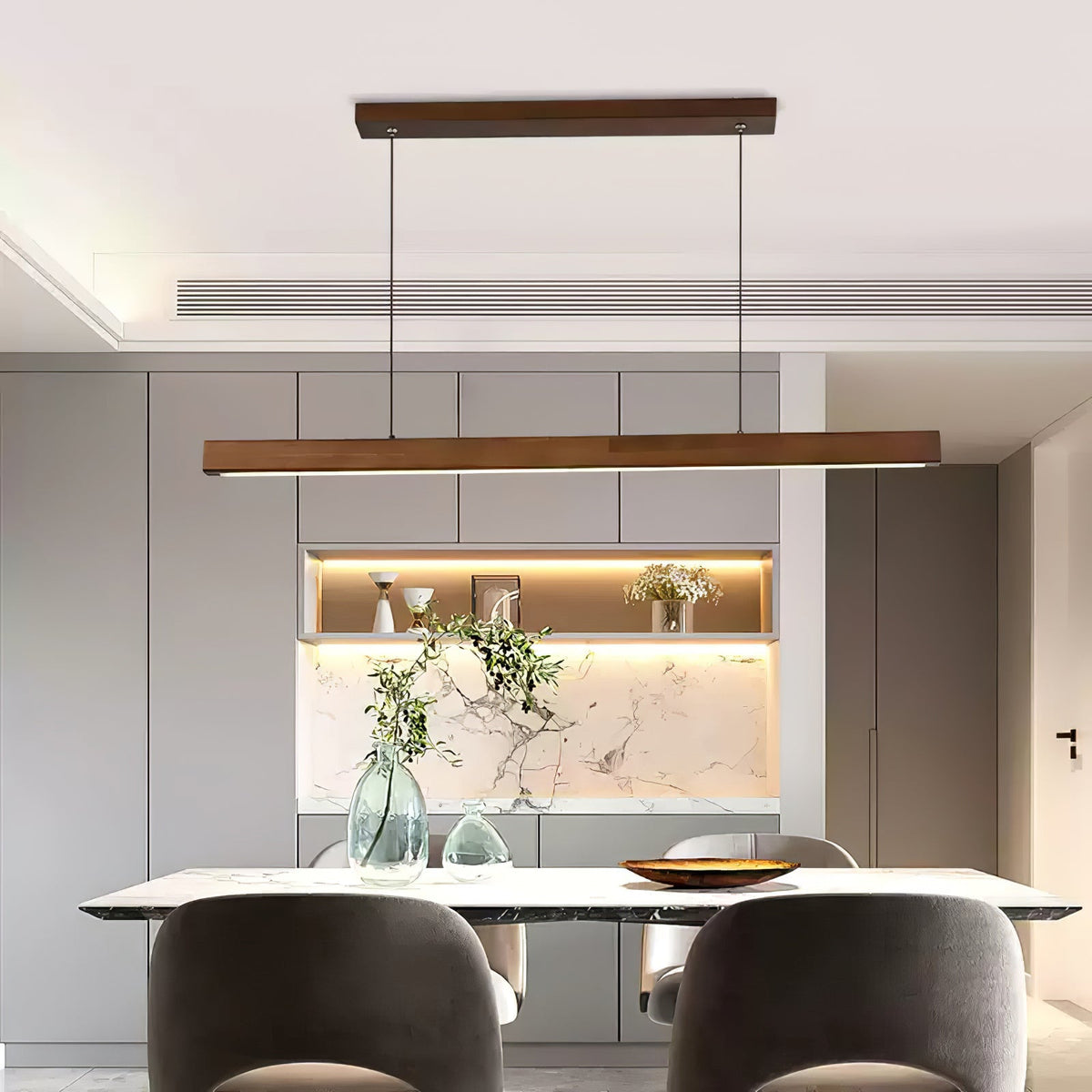 Elowen Lámpara Colgante Lineal Minimalista Madera
